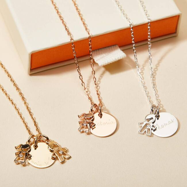 Personalized Crystal Mummy Necklace, 18K Rose Gold Plated - Necklaces - 2
