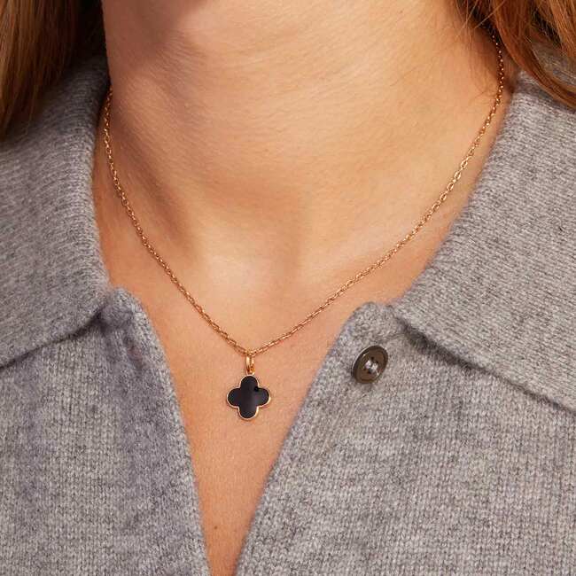 Personalized Enamel Clover Cross Necklace, 18K Gold Plated - Necklaces - 4