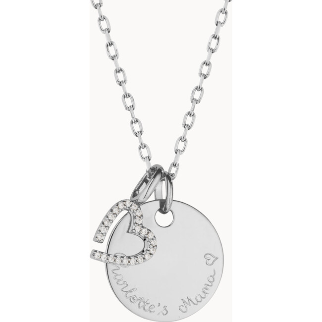 Personalized Crystal M Necklace, Sterling Silver