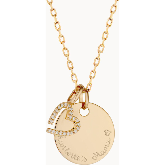 Personalized Crystal M Necklace, 18K Gold Plated