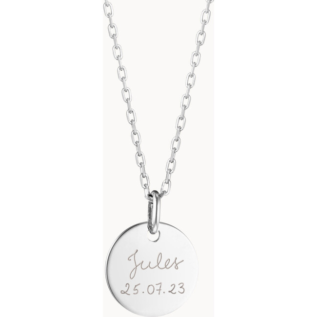 Personalized Christening Disc Necklace, Sterling Silver