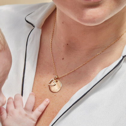 Personalized Crystal M Necklace, 18K Gold Plated - Necklaces - 2