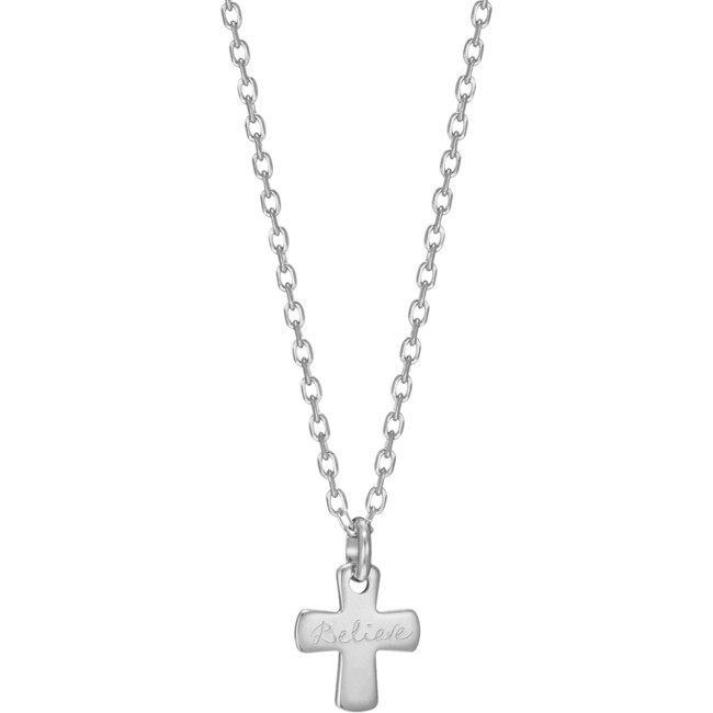 Personalized Cross Necklace, Sterling Silver