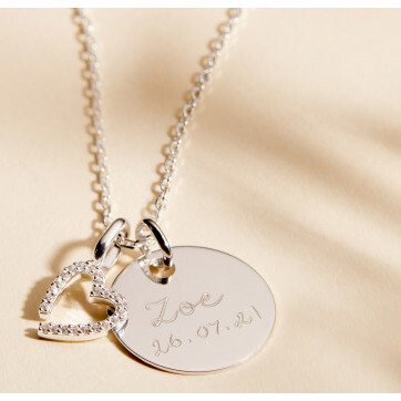 Personalized Crystal M Necklace, Sterling Silver - Necklaces - 3
