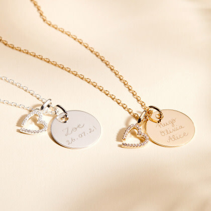 Personalized Crystal M Necklace, Sterling Silver - Necklaces - 4
