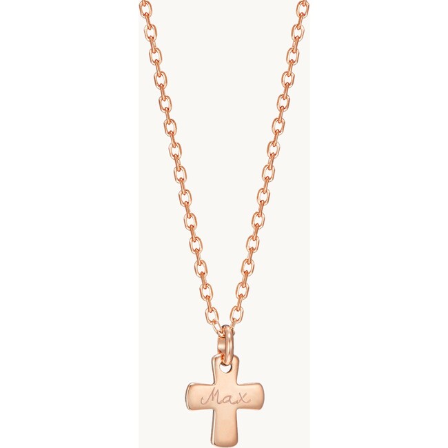 Personalized Cross Necklace, 18K Rose Gold Plated