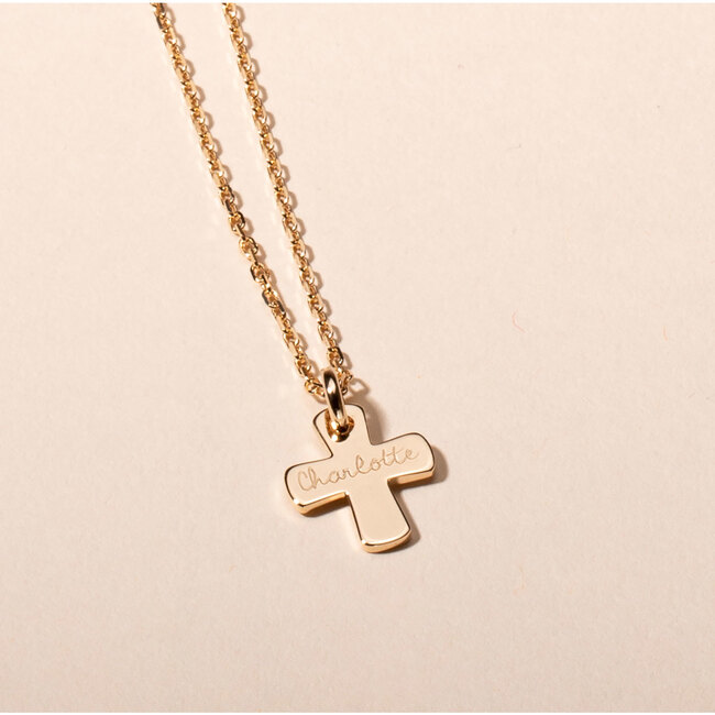 Personalized Cross Necklace, 18K Gold Plated - Necklaces - 2