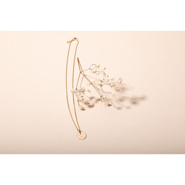 Personalized Christening Disc Necklace, 18K Gold Plated - Necklaces - 3