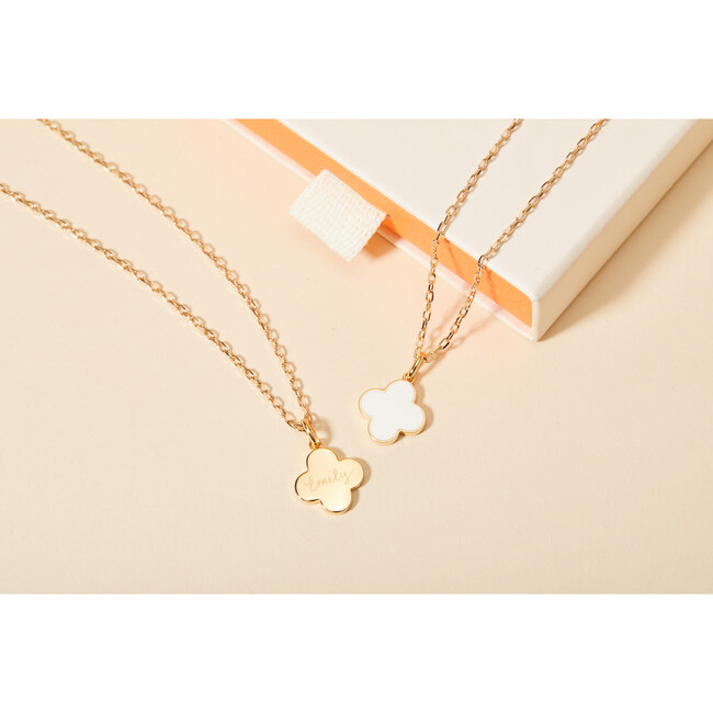 Personalized Enamel Clover Cross Necklace, 18K Gold Plated - Necklaces - 6