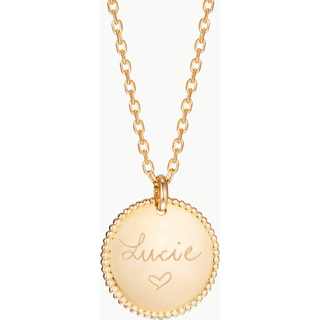 Personalized Beaded Disc Necklace, 18K Gold Plated