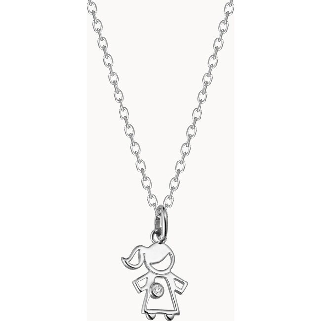Children's Mini Crystal Girl Necklace, Sterling Silver