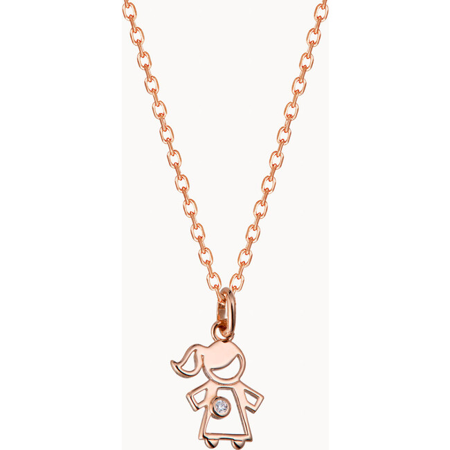 Children's Mini Crystal Girl Necklace, 18K Rose Gold Plated