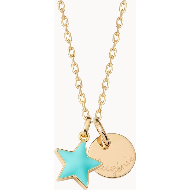 Personalized Enamel Star Necklace, 18K Gold Plated - Necklaces - 5