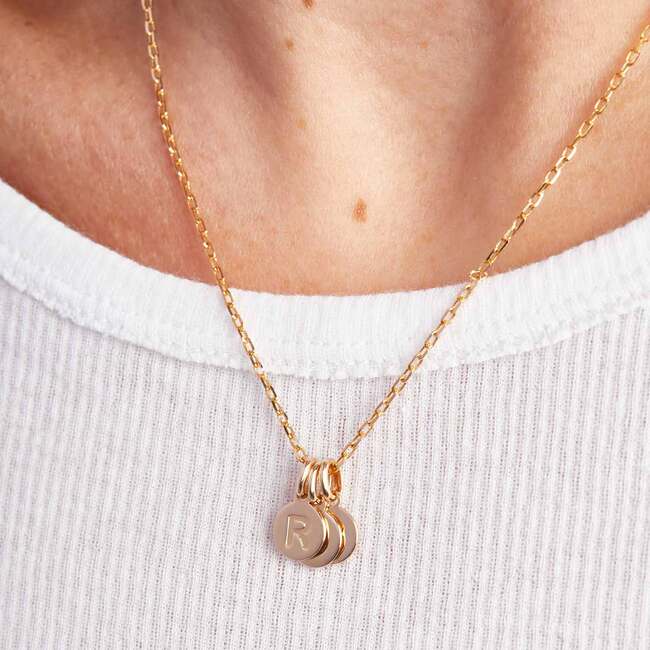Children's Personalized Letter Pendant Necklace, 18K Gold Plated - Necklaces - 2