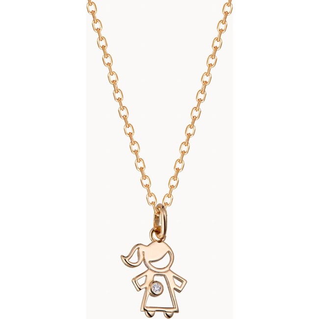 Children's Mini Crystal Girl Necklace, 18K Gold Plated