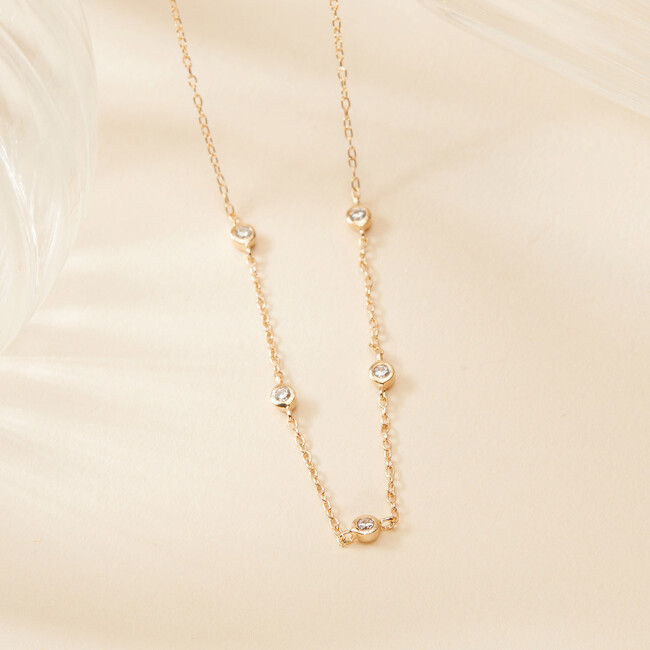 Crystal Solitaire Necklace, 18K Gold Plated - Necklaces - 3
