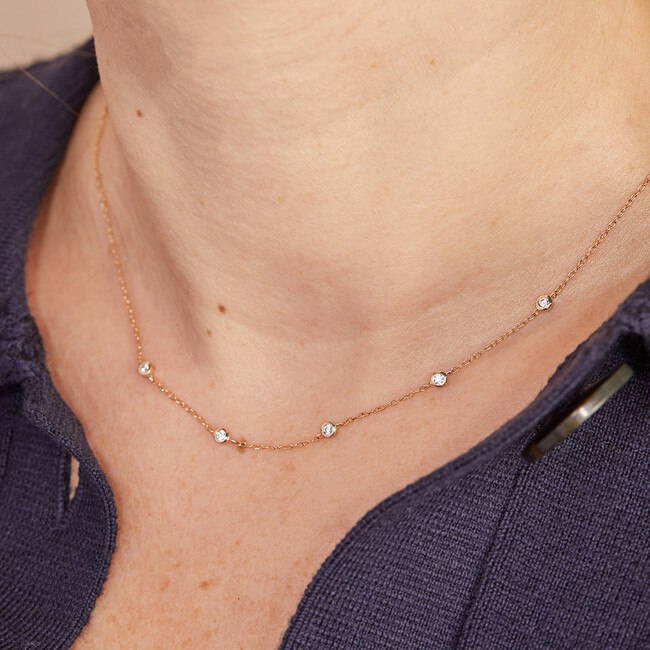 Crystal Solitaire Necklace, 18K Gold Plated - Necklaces - 4