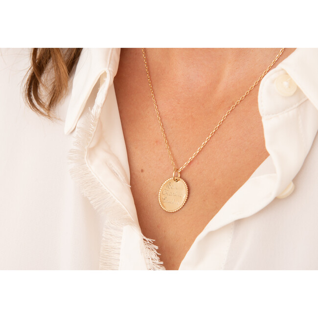Personalized Beaded Disc Necklace, 18K Gold Plated - Necklaces - 3