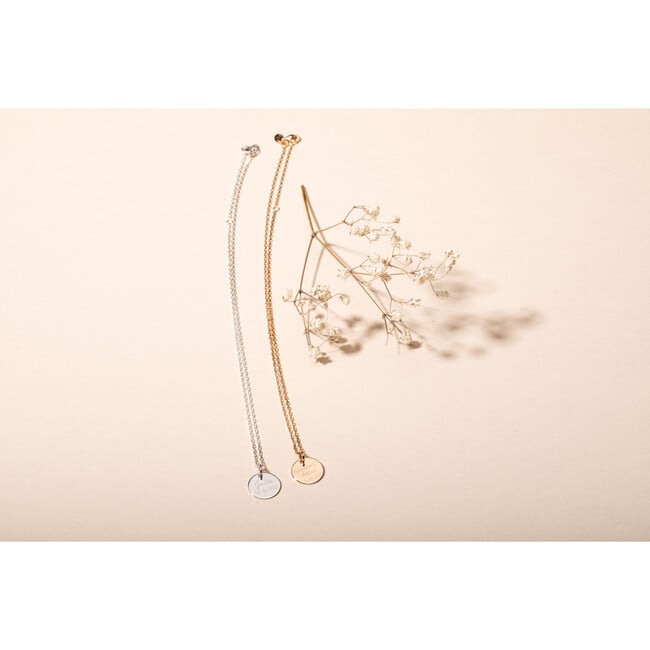 Personalized Christening Disc Necklace, 18K Gold Plated - Necklaces - 5