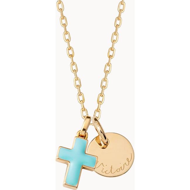 Personalized Enamel Cross Necklace, 18K Gold Plated - Necklaces - 7