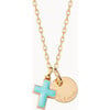 Personalized Enamel Cross Necklace, 18K Gold Plated - Necklaces - 7 - thumbnail