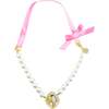 Eloise™ x Bits & Bows Pearl Bow Necklace, Pink - Necklaces - 1 - thumbnail