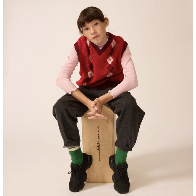 Wool Yearbook Vest in Argyle