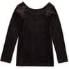 Velour Long Sleeve Slim Fit To, Jet Black - Blouses - 1 - thumbnail