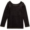 Velour Long Sleeve Slim Fit To, Jet Black - Blouses - 2 - thumbnail