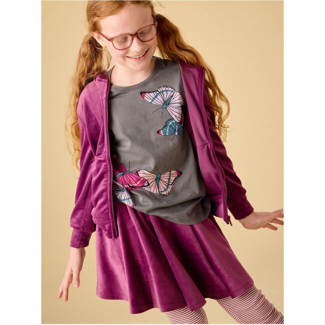 Velour Twirl Skirt, Cosmic Berry - Skirts - 3