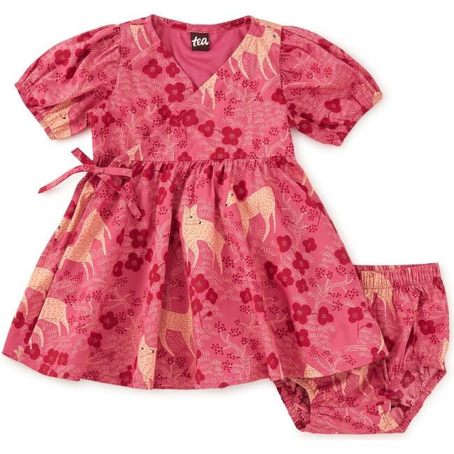 Tie Wrap Neck Dress, Wandering Deer Floral
