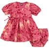Tie Wrap Neck Dress, Wandering Deer Floral - Skirts - 2 - thumbnail