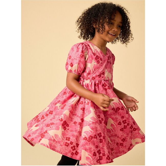 Tie Wrap Neck Dress, Wandering Deer Floral - Skirts - 3
