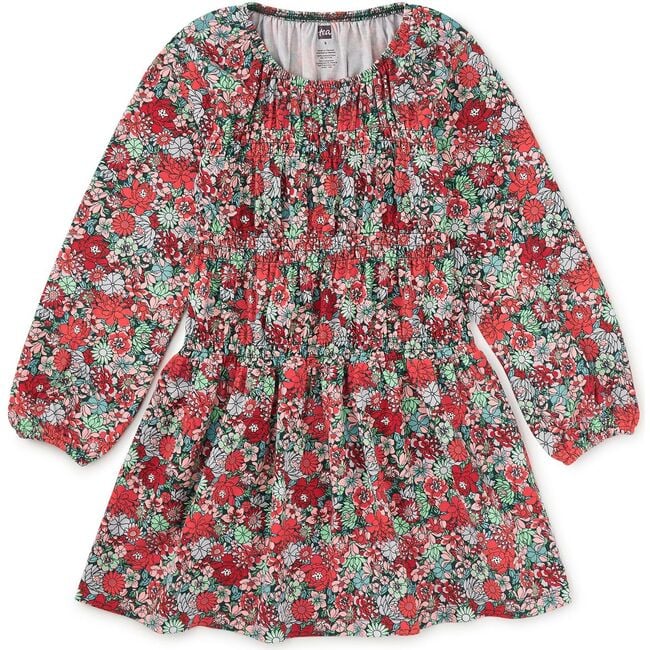 Smocked Blouson Dress, Suzhou Garden Floral