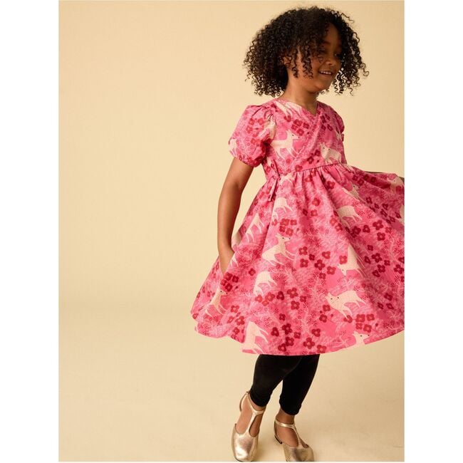 Tie Wrap Neck Dress, Wandering Deer Floral - Skirts - 4