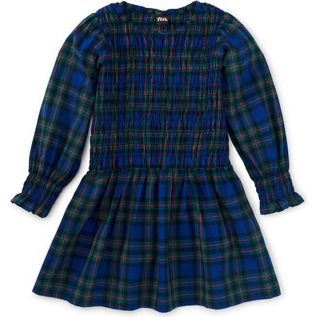 Smocked Woven Blouson Sleeve, Busan Holiday Plaid