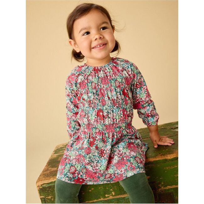 Smocked Blouson Dress, Suzhou Garden Floral