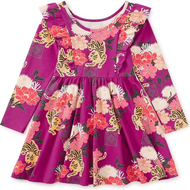 Ruffle Shoulder Ballet Dress, Tiger & Peony
