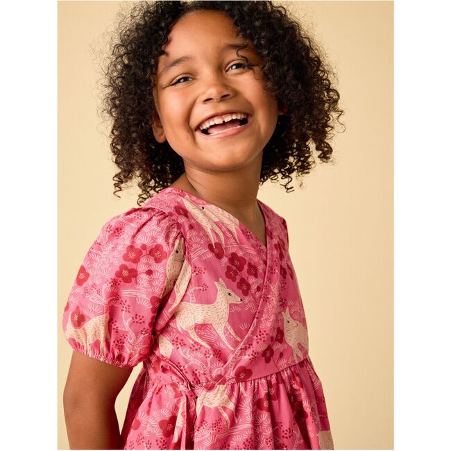 Tie Wrap Neck Dress, Wandering Deer Floral - Skirts - 7