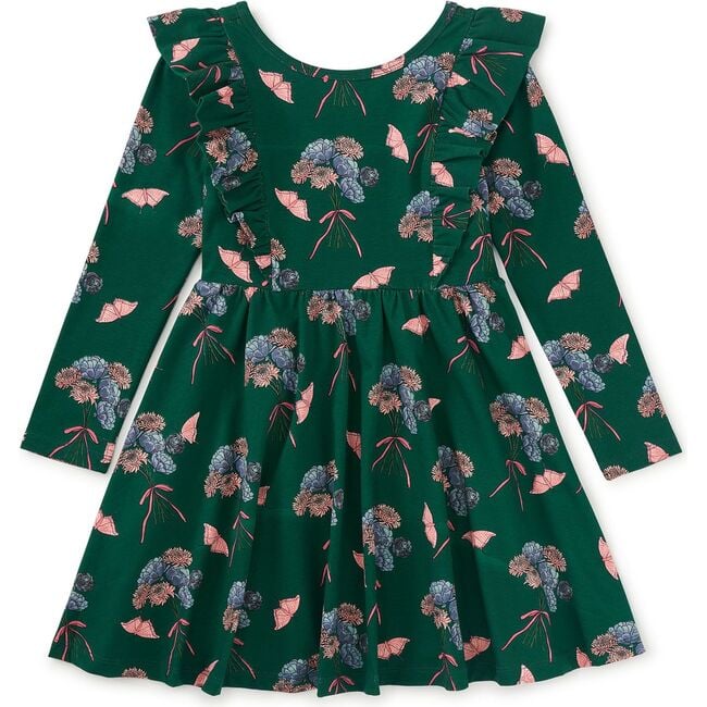 Ruffle Shoulder Ballet Dress, Floral & Butterfly Bouquet