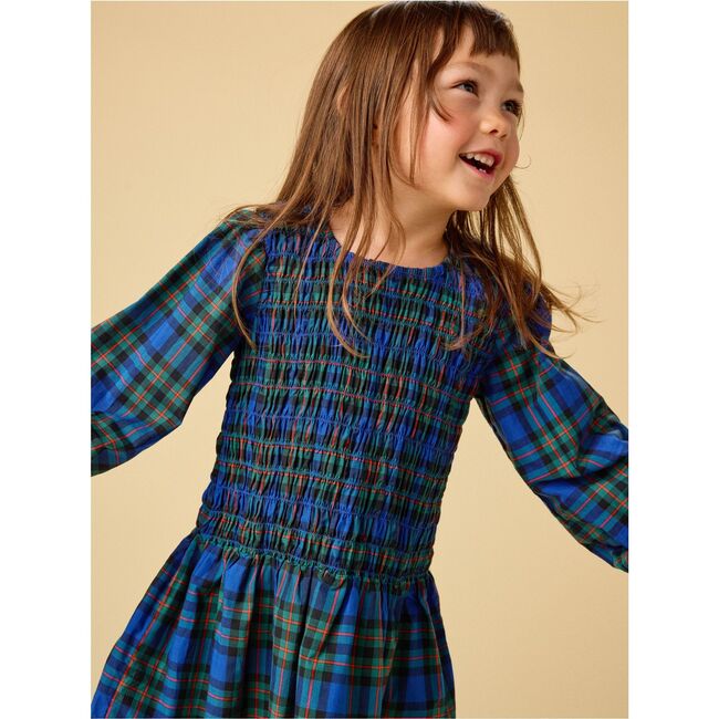 Smocked Woven Blouson Sleeve, Busan Holiday Plaid - Dresses - 6