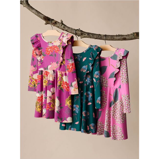 Ruffle Shoulder Ballet Dress, Hydrangea Burst - Dresses - 3