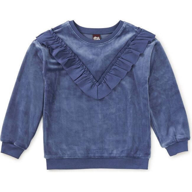 Velour Ruffle Tunic Top, NAVAL BLUE