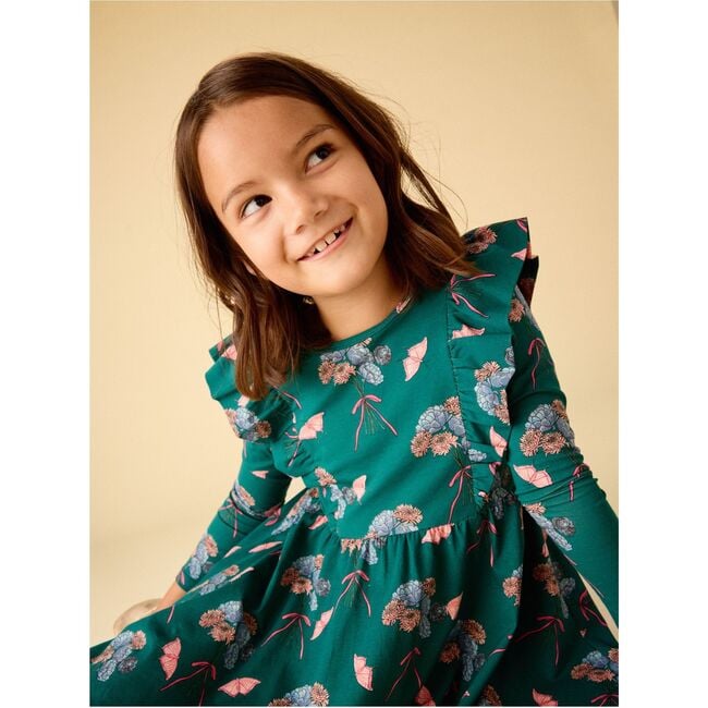 Ruffle Shoulder Ballet Dress, Floral & Butterfly Bouquet - Dresses - 3
