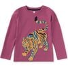 Roaring Tiger Graphic Tee, Cassis - T-Shirts - 1 - thumbnail