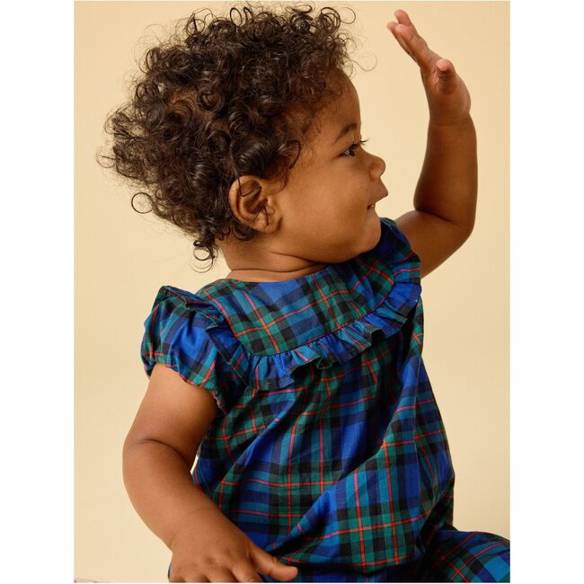 Plaid Ruffle Baby Romper, Busan Holiday Plaid - Rompers - 4