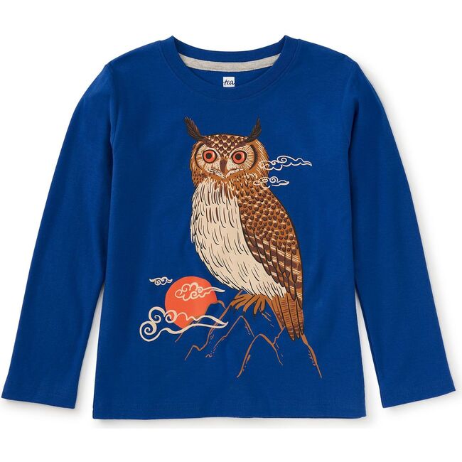 Mountain Owl Graphic Tee, Galactic Blue