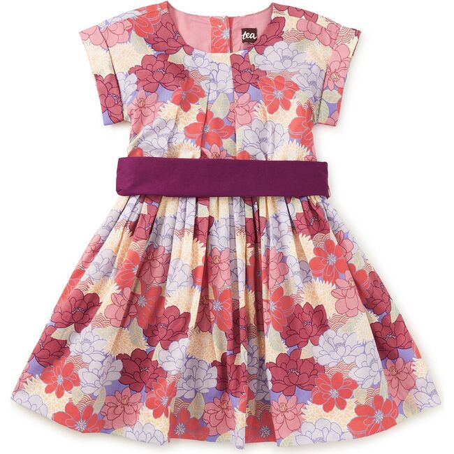 Organdy Sash Dress, Peonies & Chrysanthemums