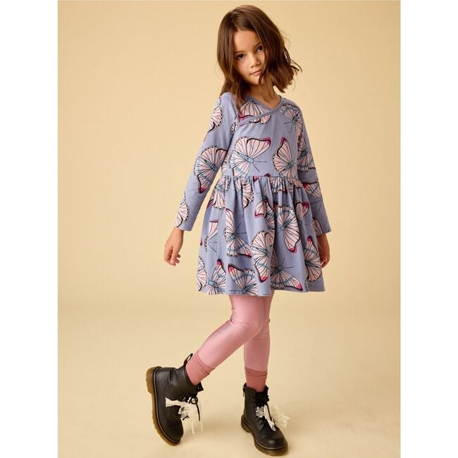 Long Sleeve Wrap Neck Dress, Butterfly Dance