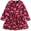 Long Sleeve Wrap Neck Dress, Jeju Island Orchid - Dresses - 1 - thumbnail